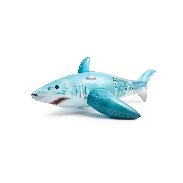 178Cm Shark-Themed Inflatable Rider – Blue & White, Ages 3+ 1