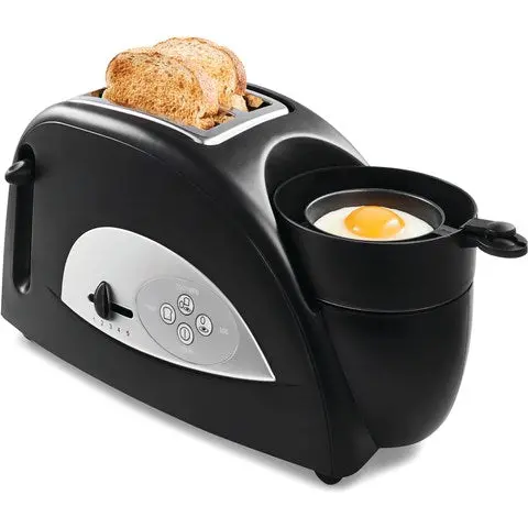 2-In-1 Toaster & Egg Cooker – Black With Wide Slots And Precision Browning Control 1