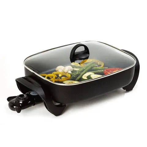 Adjustable-Temperature Electric Frying Pan – Sleek Black Design 1