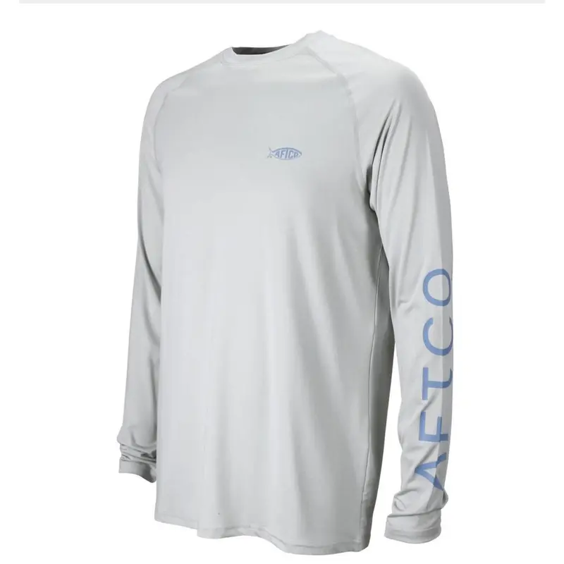 Aftco Samurai Ls Sun Protection Shirt – Silver Heather Uv-Blocking Top 1