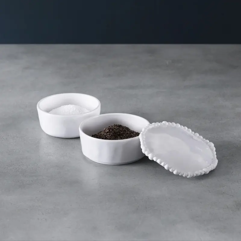 Alegria Stackable Salt And Pepper Cellar – Ceramic Storage Set 1