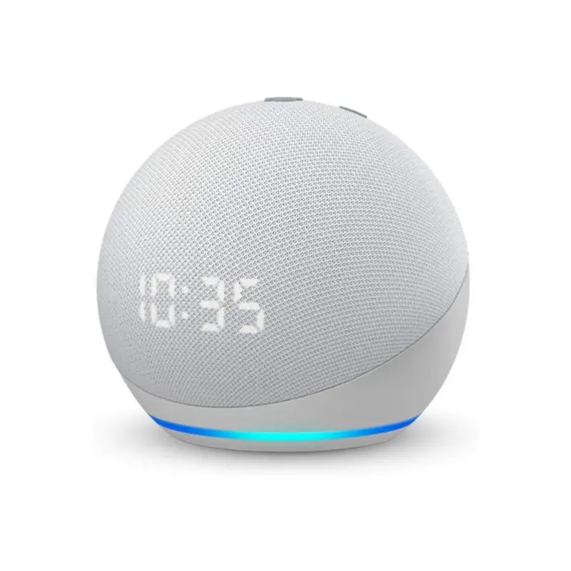 Amazon Echo Dot (4Th Gen) With Clock – Smart Speaker With Display In Glacier White 1