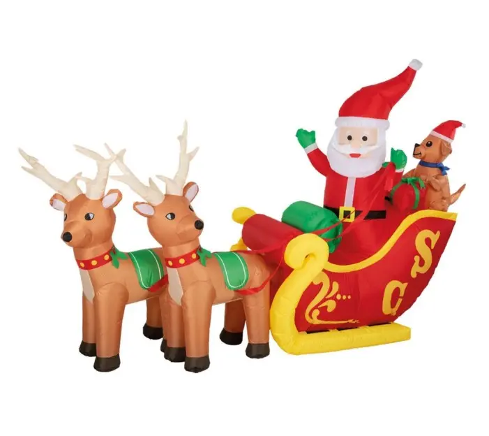 Arlec 2.1-Metre Santa, Reindeer & Sleigh Inflatable Set – Low-Voltage Decor 1