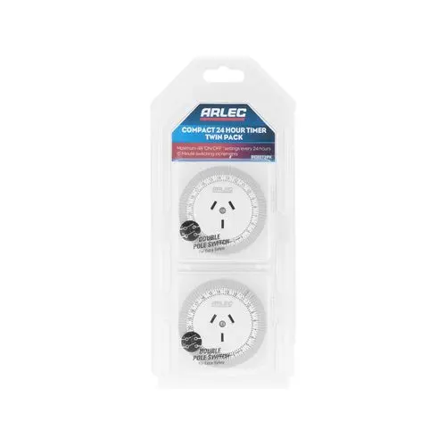 Arlec Compact 24-Hour Programmable Timer – Twin Pack (Pc6272Pk) 1