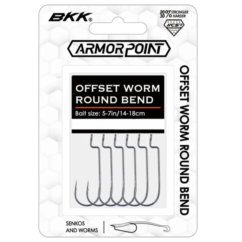 Bkk Armor Point Offset Worm Hook – Round Bend Style 1