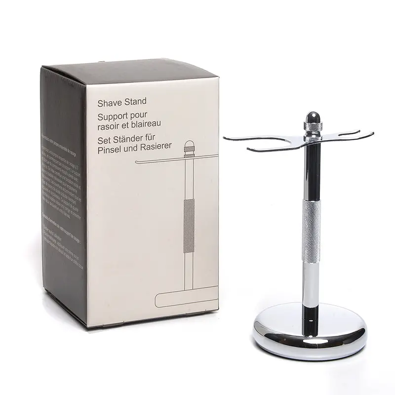 Chrome Double-Edge Razor & Brush Stand With Pure Badger Base 1