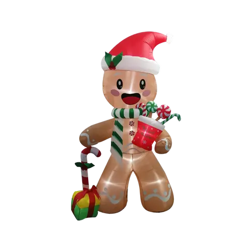 Click 240Cm Light-Up Gingerbread Man Inflatable – Low-Voltage Christmas Decor 1