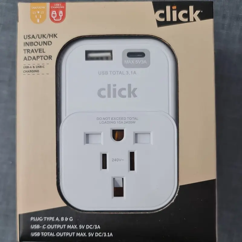 Click Universal Inbound Travel Adapter – Usa, Uk & Hong Kong Input Compatibility 1
