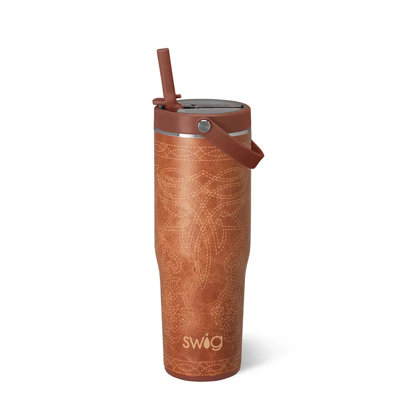 Cognac Saddle Stitch 30 Oz To-Go Tumbler 1