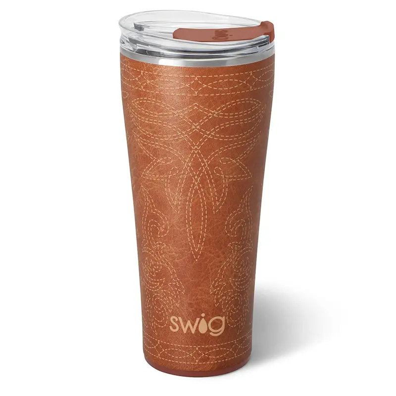 Cognac Saddle Stitch 32 Oz Insulated Tumbler 1
