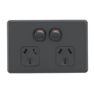Deta S-Line Matte Black And White Double Power Outlet 1