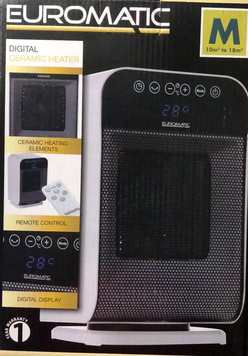 Euromatic Digital Ceramic Heater – Fast, Silent Warmth 1