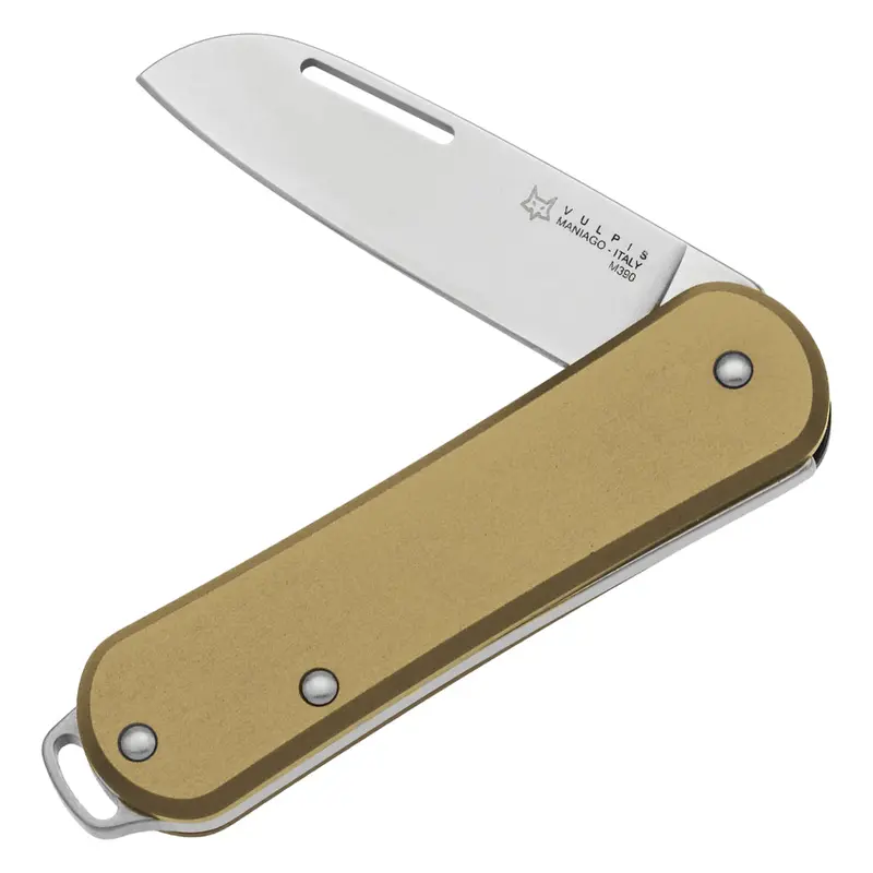 Fox Knives Vulpis Folding Pocket Knife – Polished Brass Blade 1