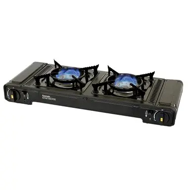 Gasmate Compact Portable Butane Double-Burner Bbq Stove – Black 1