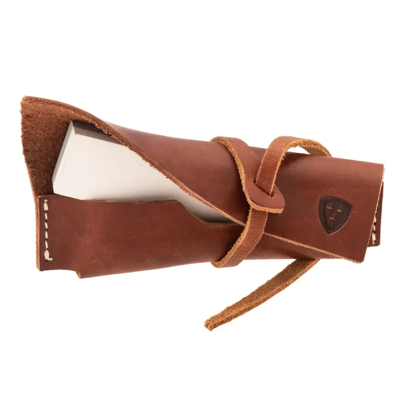 Helle Small Natural Sharpening Stone With Genuine Leather Sheath 1