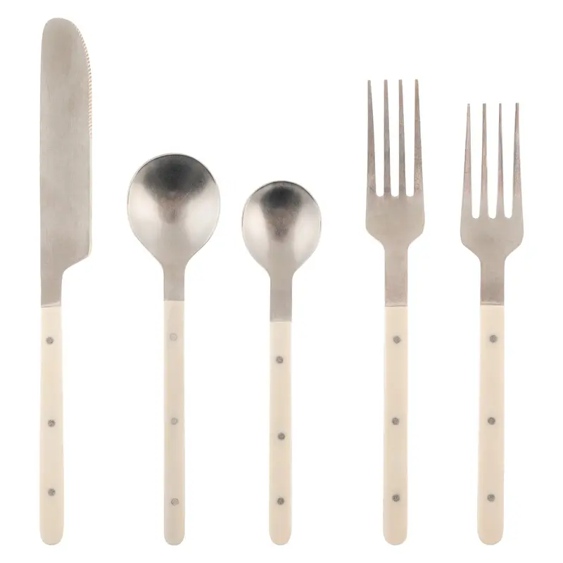Ivory Resin Flatware Set – Modern Dinnerware Collection 1