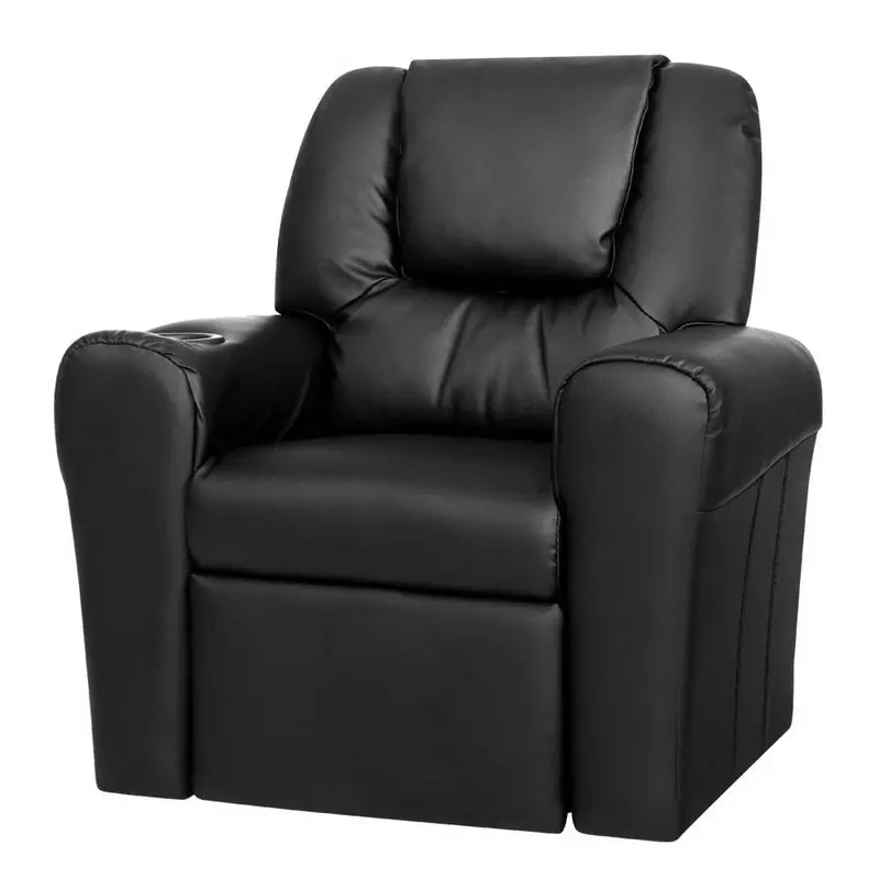 Keezi Black Kids Recliner Sofa – Sleek Pu Leather Lounge Chair With Ergonomic Fit 1