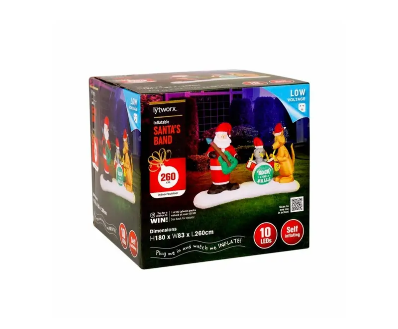 Lytworx 260Cm Inflatable Santa Band – Festive Self-Inflating Display With 10 Leds 1