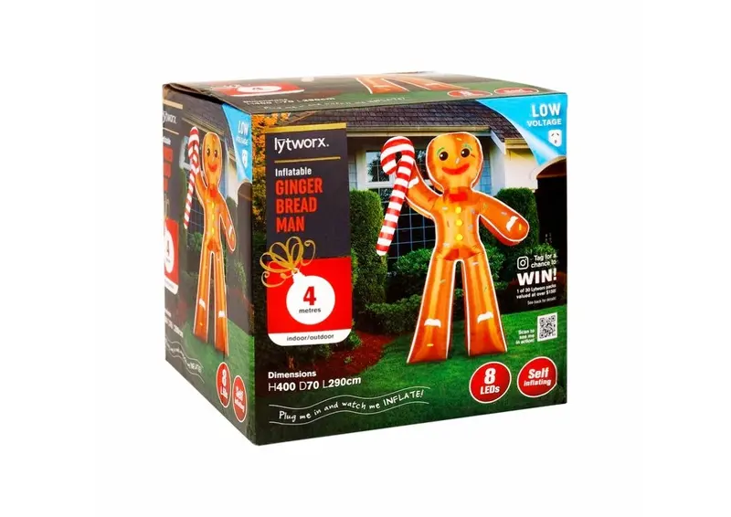 Lytworx 4 M Inflatable Gingerbread Man – Indoor Or Outdoor Display 1