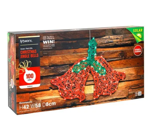 Lytworx Solar-Powered Jingle Bell Decoration – 100 Red & Green Leds 1
