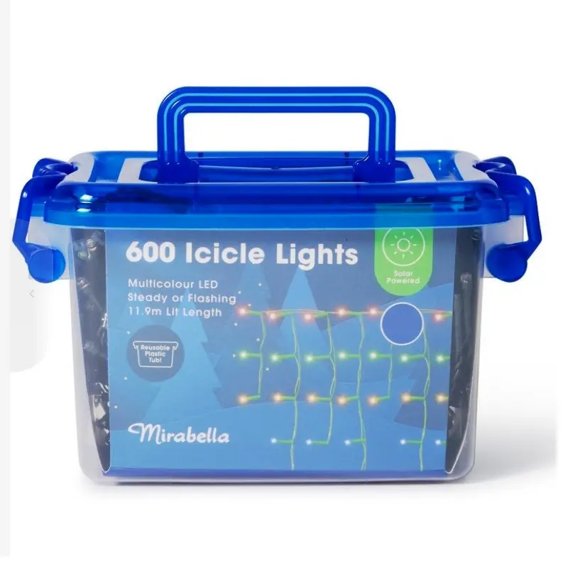 Mirabella 600-Led Multicolor Solar Icicle Lights – 11.9-Metre Festive Trim 1