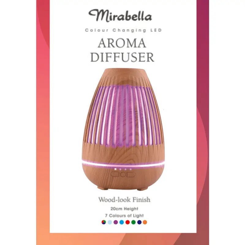 Mirabella Wood-Grain 260Ml Aroma Diffuser With Rgb Led Lighting 1