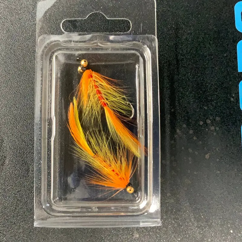 Orange Rooster Hackle Weighted Salmon Fly – Size 4 1