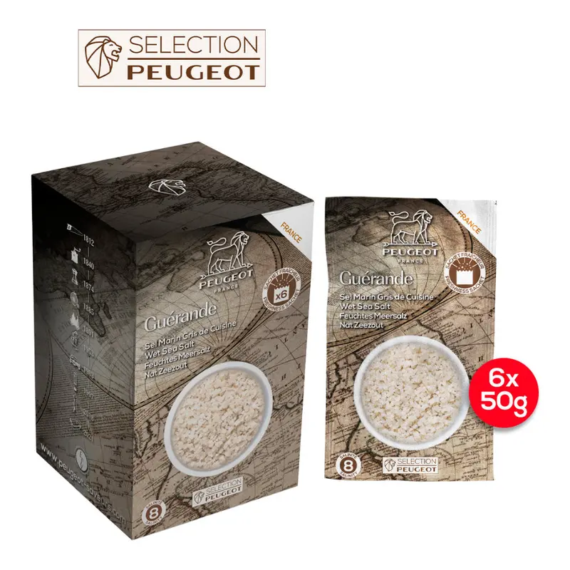 Peugeot French Wet Sea Salt – Six 50G Artisanal Sachets 1