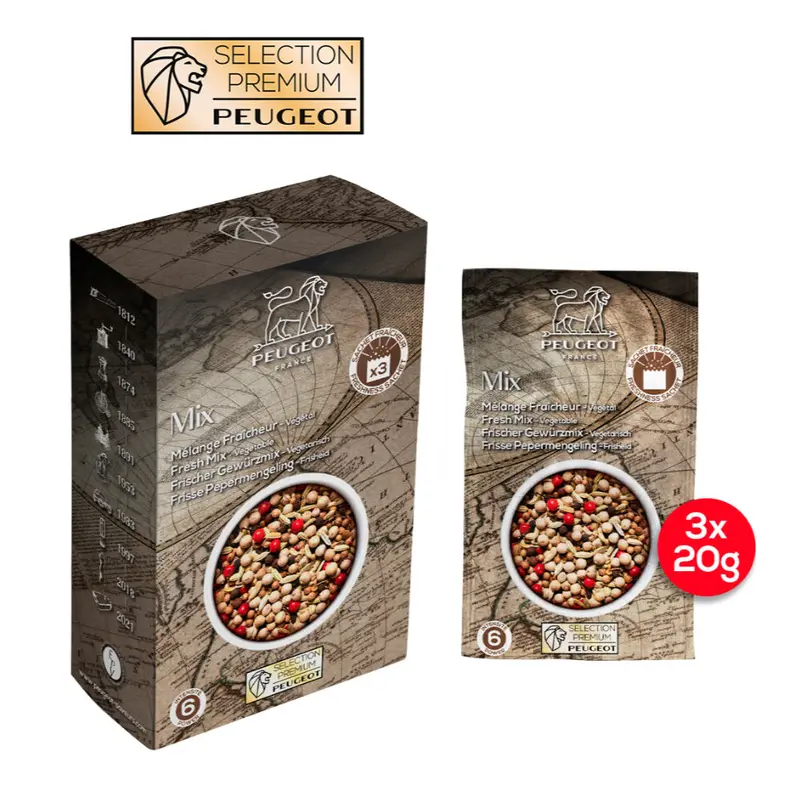 Peugeot Fresh Blend Ground Black Pepper – Three 20G Reusable Sachets 1