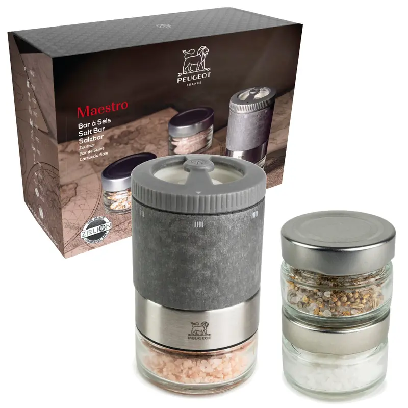 Peugeot Maestro Zirlion 4-Inch U'Select Salt Mill – Gift-Ready Set 1