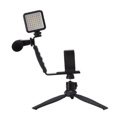 Portable Vlogging Kit – Includes Rechargeable Camera Mount & Tripod For Indoor/Outdoor Use 1