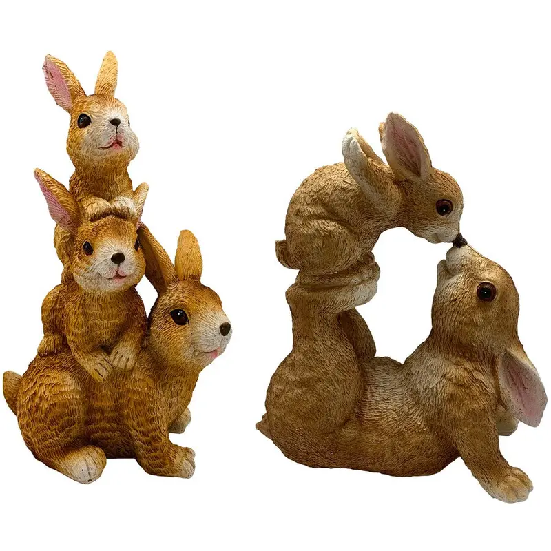 Resin Easter Bunny Family Set – Assorted Styles, Handcrafted Home Decoration 1