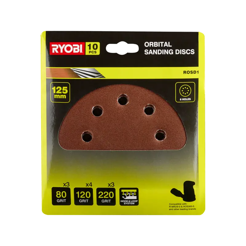Ryobi 125Mm Orbital Sanding Discs – 2-Pack For R18Ros-0 And Ros300-S Sanders 1
