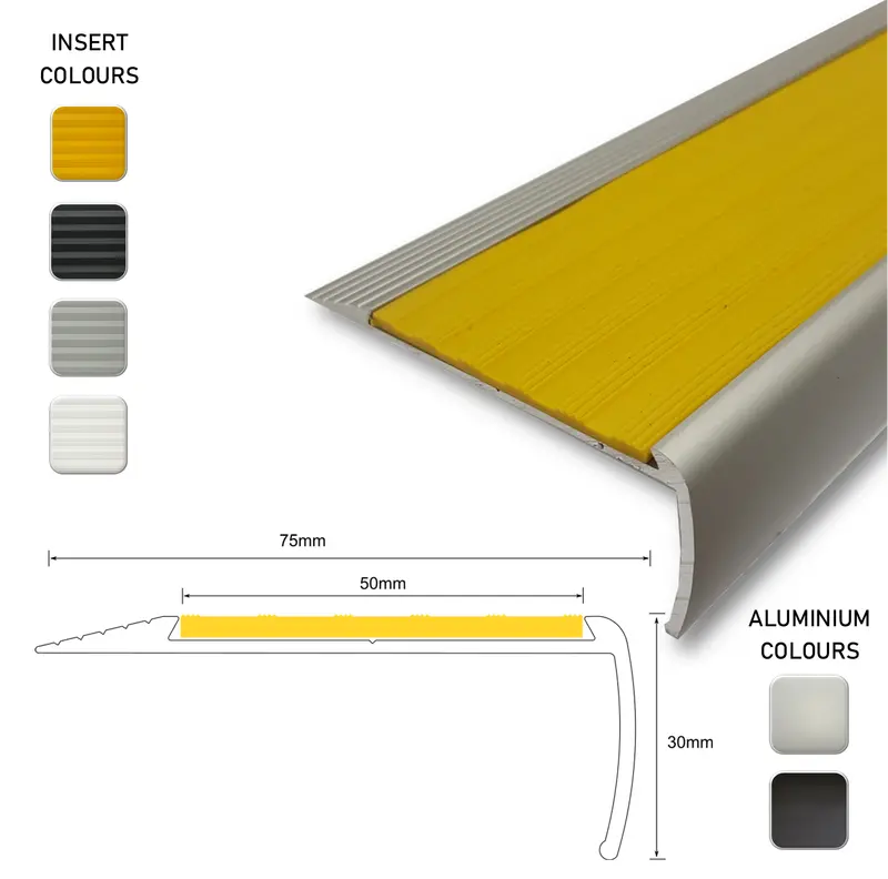 Series 4L Aluminium Stair Nosing – Santoprene-Integrated Slip-Resistant Edge 1
