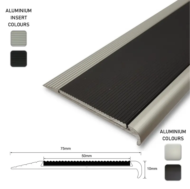 Series 5 Aluminium Stair Nosing – Solid Aluminium Tread With Beveled Edge 1