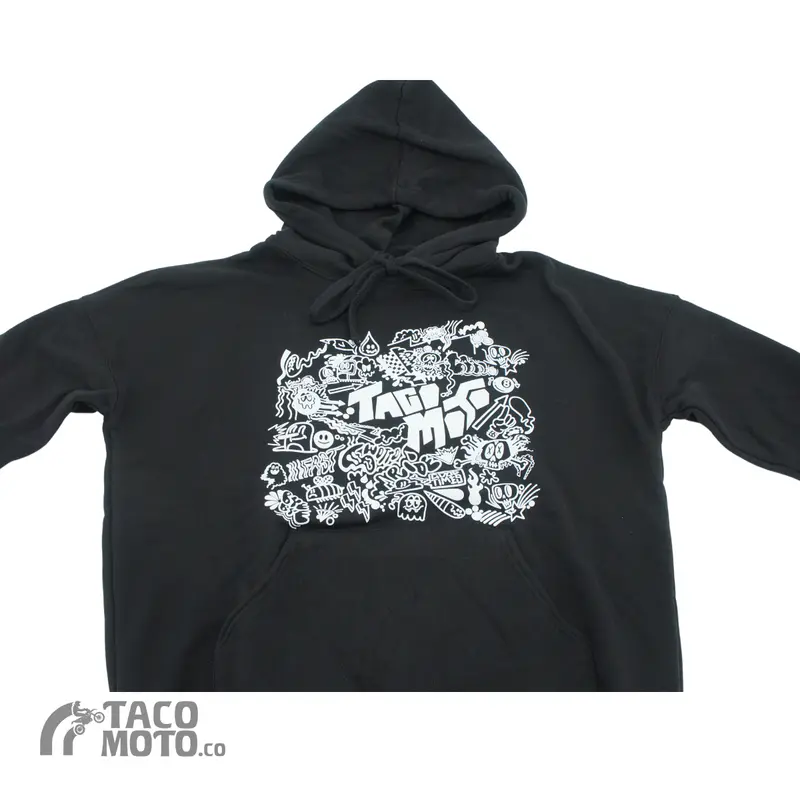 Taco Moto Black + White Magic Hoodie By Wotto – Drop Shoulder Style 1