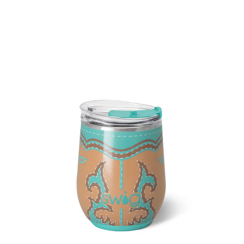 Turquoise Boot Scootin' 12 Oz Stemless Wine Tumbler 1