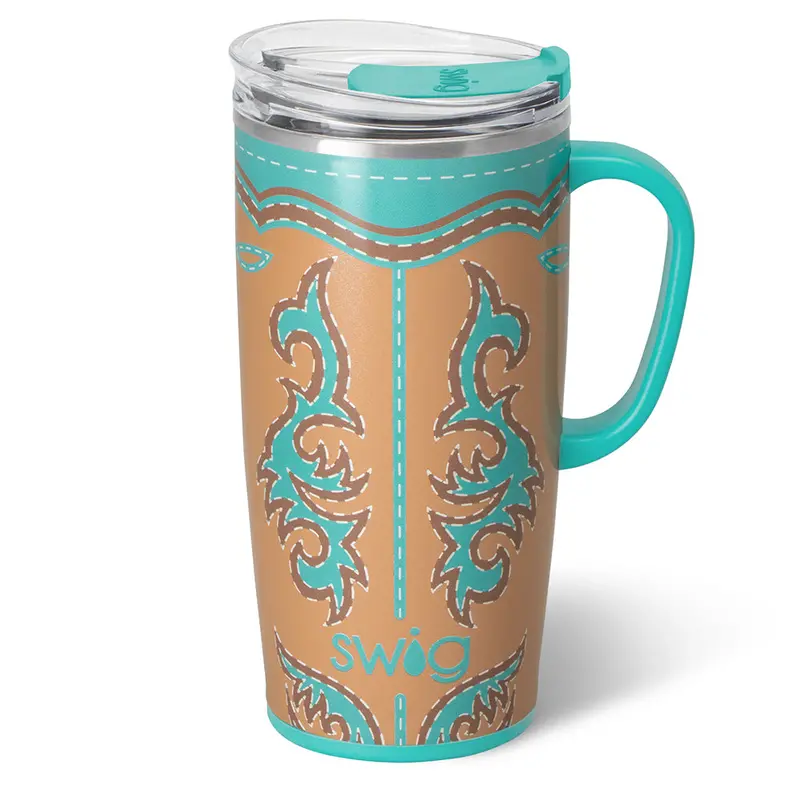 Turquoise Boot Scootin' 22 Oz Travel Mug 1