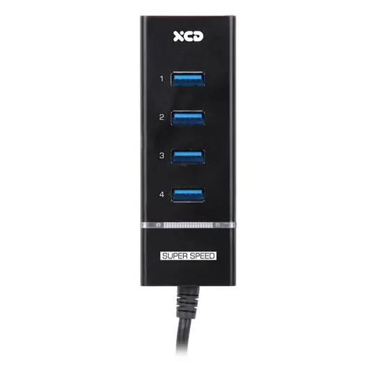 Xcd 4-Port Usb 3.0 Hub – Black High-Speed Hub (5Gbps), Compact 105Mm Form Factor 1